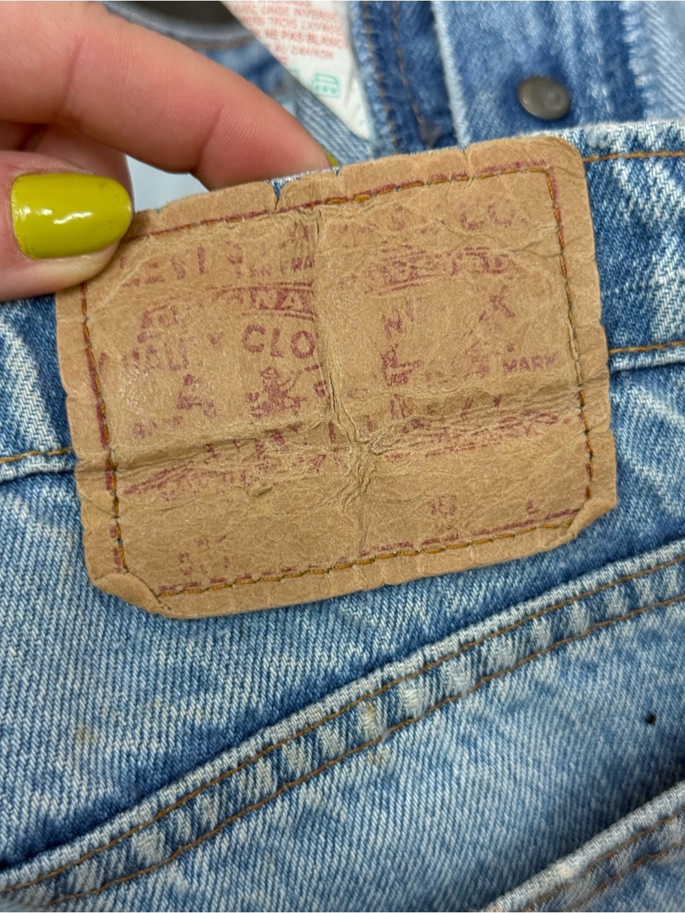 Vintage Leather Patchwork Skirt Upcycled Levi’s 501 Denim Jeans Size 12 - Picture 5 of 16